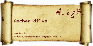 Ascher Éva névjegykártya